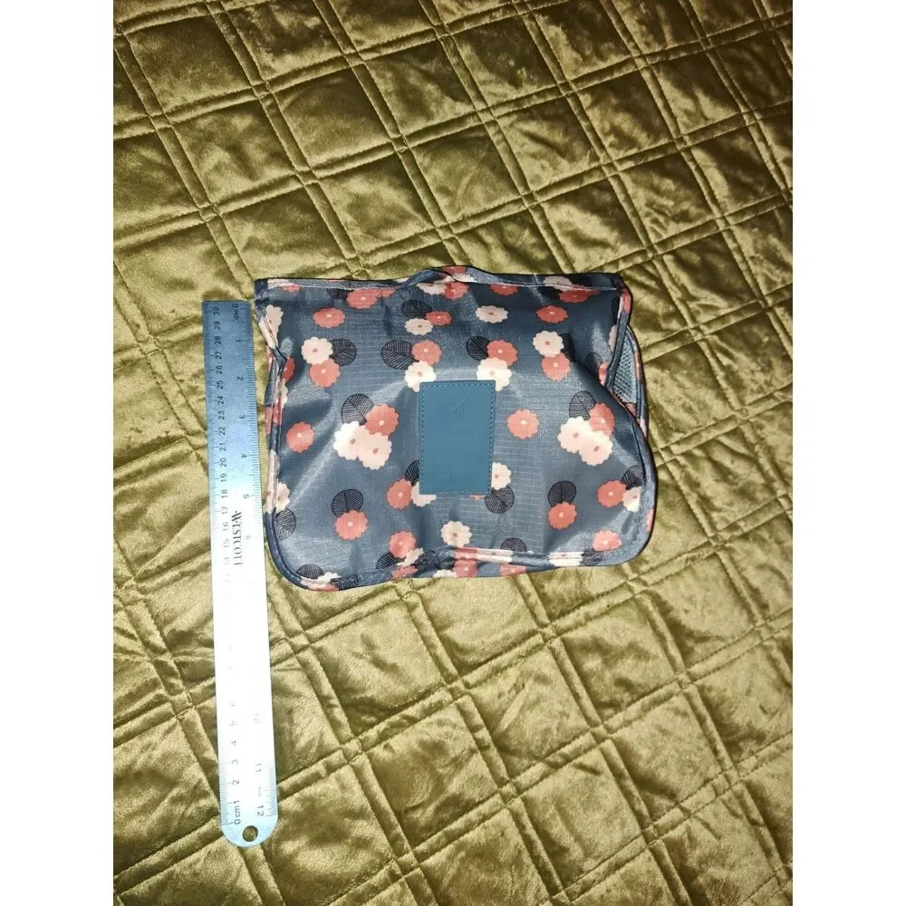 NEW Tri-fold Toiletry Travel Bag with plastic bottles and waterproof shower bag